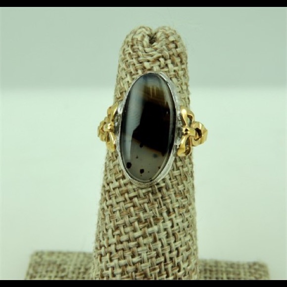 Montana Moss Agate Silver 10KGF Ring 4.75 - Picture 6 of 6